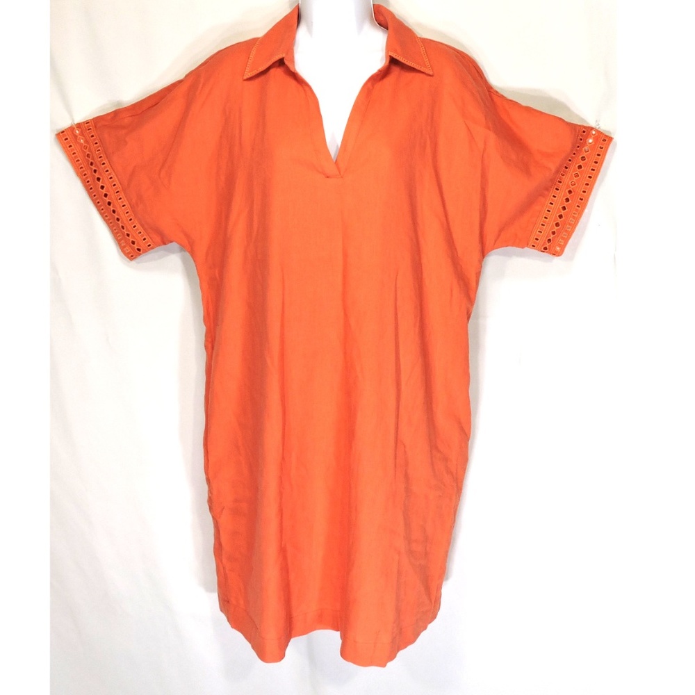 ELIE TAHARI ORANGE LINEN WOMEN'S SUMMER DRESS